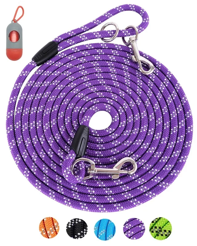100Ft Extra Long Leashes For Dog Training, Reflective Threads Check Cord Recall Training Agility Dog Lead For Large Medium Small