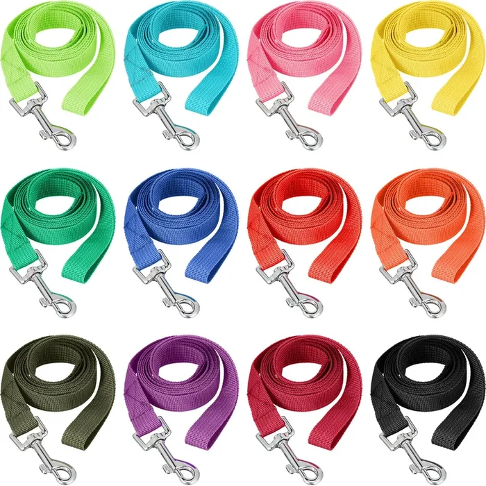 12 Pcs Nylon Dog Leash Bulk 5Ft Dog Training Leash 12 Colors Puppy Line Traction Rope For Small Medium Puppy Training, Play, Cam