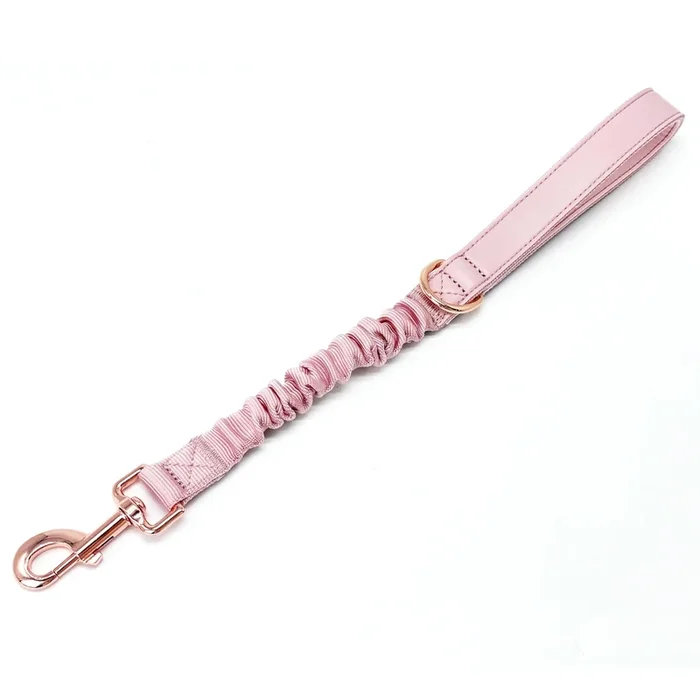 18” Short Dog Leash Comfortable Soft Nylon Bungee Resistance Elastic Short Leash For Large And Medium Dogs (Pink, 18”-24”)