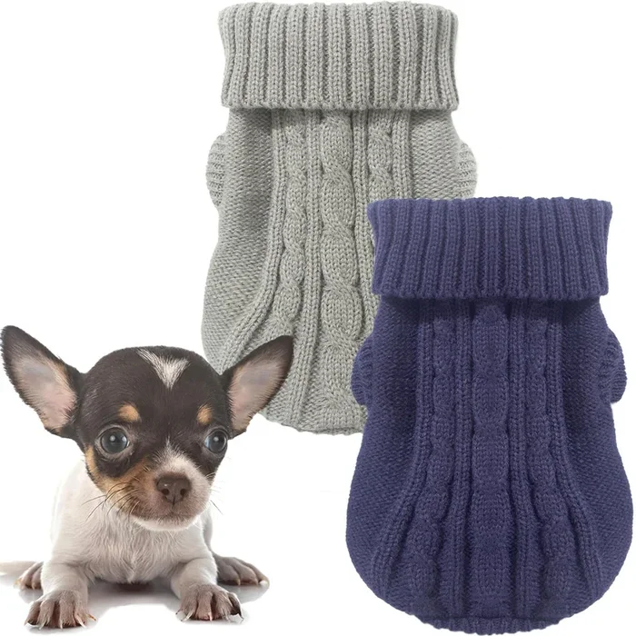 2 Pack Dog Sweaters For Small Dogs, Chihuahua Yorkie Sweater, Dog Clothes Winter Warm Pullover Sweaters, Pet Cat Clothing Cold W