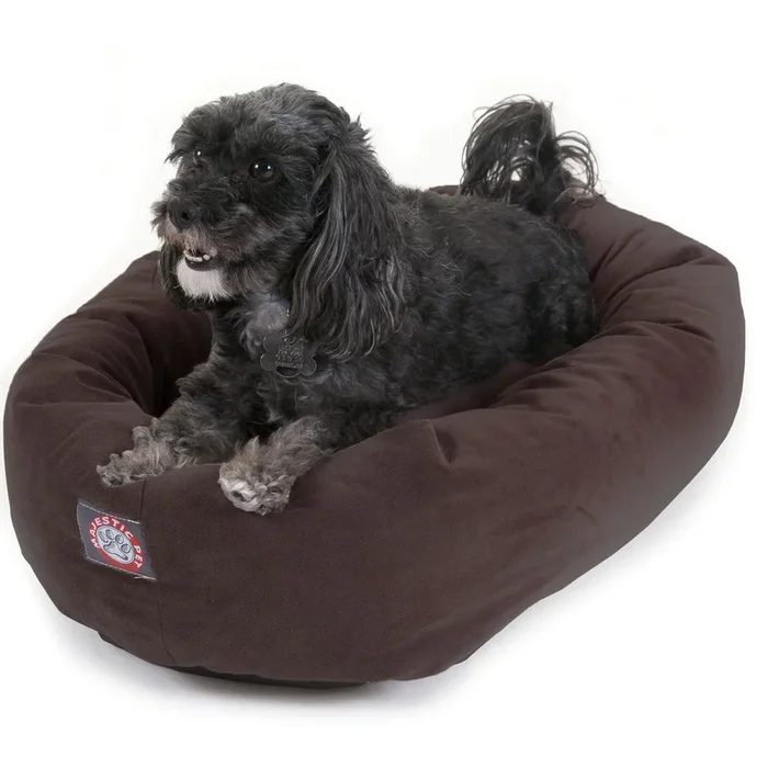 24 Chocolate Suede Bagel Dog Bed By Majestic Pet Products