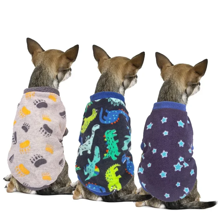 3 Pieces Dog Sweater Winter Dog Clothes Warm Pet Sweater Cute Dinosaur Patterns Thick Dog Clothes Coat Fleece Dog Sweaters for S