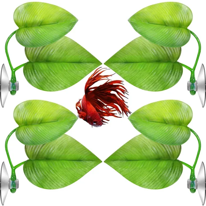 4 Pieces Betta Bed Leaf Hammock For Betta Fish, Lightweight And Realistic Resting Spot, No Bpa, Practical, Comfortable And Safe (Double Leaf)
