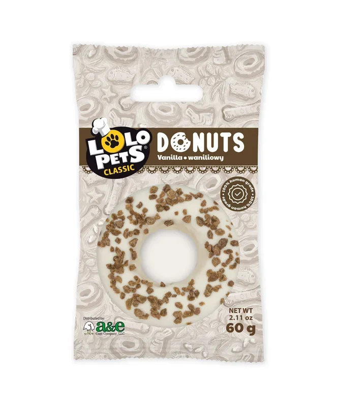 A & E Cages LoLo Pets Bakery Gourmet Donut Dog Treat Vanilla