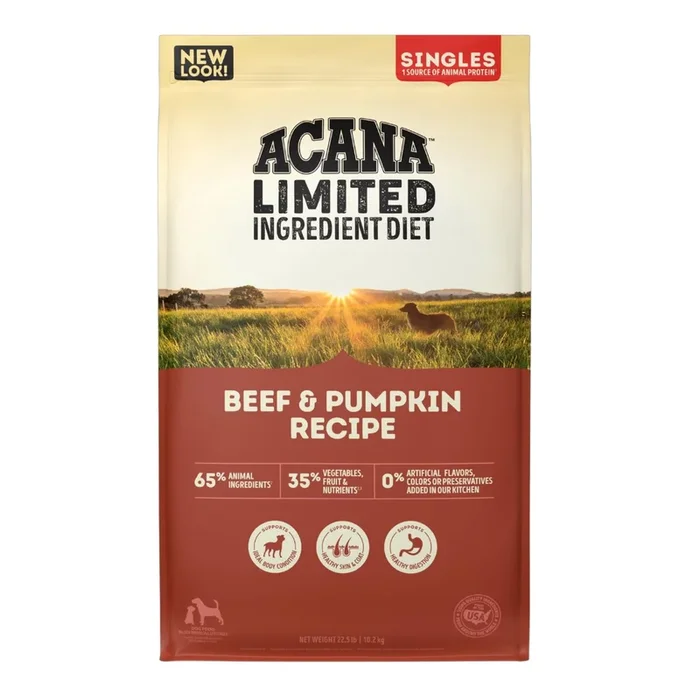 Acana LID Singles Dry Dog Food – Beef & Pumpkin – 25lb Bag