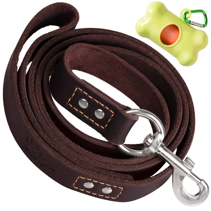 Adityna Heavy Duty Leather Dog Leash 6 Ft X 1” – Strong, Soft Training Lead For Large & Extra Large Breeds (Xl – 6 Ft X 1 Inch,