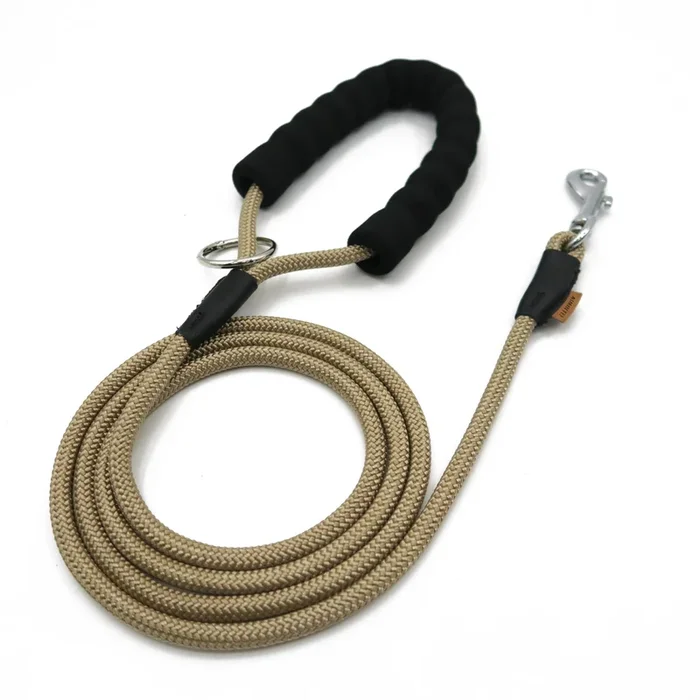 Aiminto Dog Leash, Braided Rope Traction – Walking Training Lead for Small Dogs ((1/3 ”) x 6FT, Khaki)