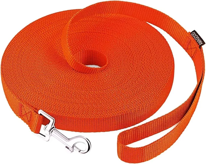 Amagood Dog/Puppy Obedience Recall Training Agility Lead-15 Ft 20 Ft 30 Ft 50 Ft Long Leash-For Dog Training,Recall,Play,Safety,Camping (15 Feet, Orange)