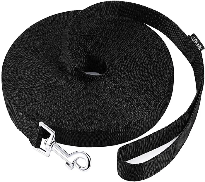 Amagood Dog/Puppy Obedience Recall Training Agility Lead-15 Ft 20 Ft 30 Ft 50 Ft Long Leash-For Dog Training,Tie Out,Play,Safety,Camping (30 Feet, Black)