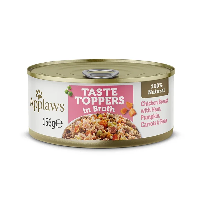 Applaws Taste Toppers Wet Dog Food Chicken, Ham & Veg Broth 156g