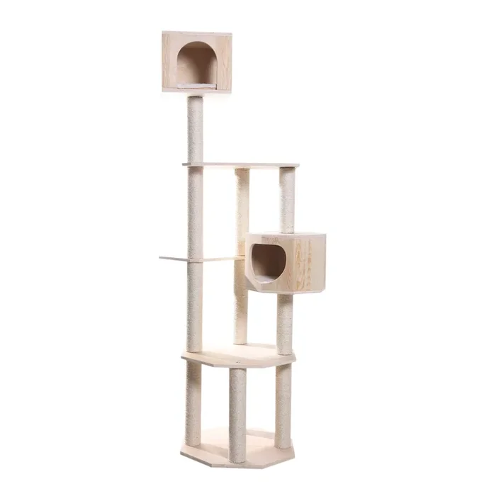 Armarkat Premium Pinus Sylvestris Wood Cat Tree Condo Scratching Post Kitty Furniture Tall Sturdy Light Wood And Sisal Rope, Pine, 36 In (S8502)