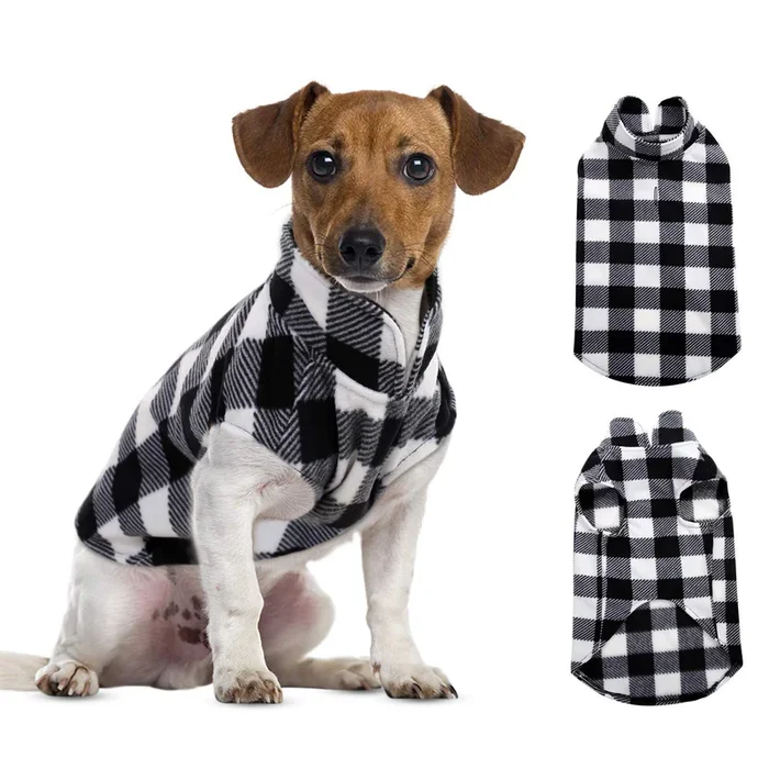 Asenku Plaid Shirt & Sweater Reversible Dog Vest – Pet Apparel For Small To Large Dogs, Blue, M