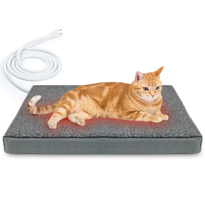 Aupetek Heated Pet Beds For Indoor/Outdoor Cat & Dog Orthopedic Foam Warming Cat Beds Auto Temperature Control, Washable Cover W