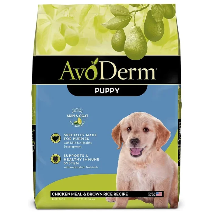 AvoDerm Natural Puppy Dry Dog Food – Chicken & Brown Rice – 15lb Bag