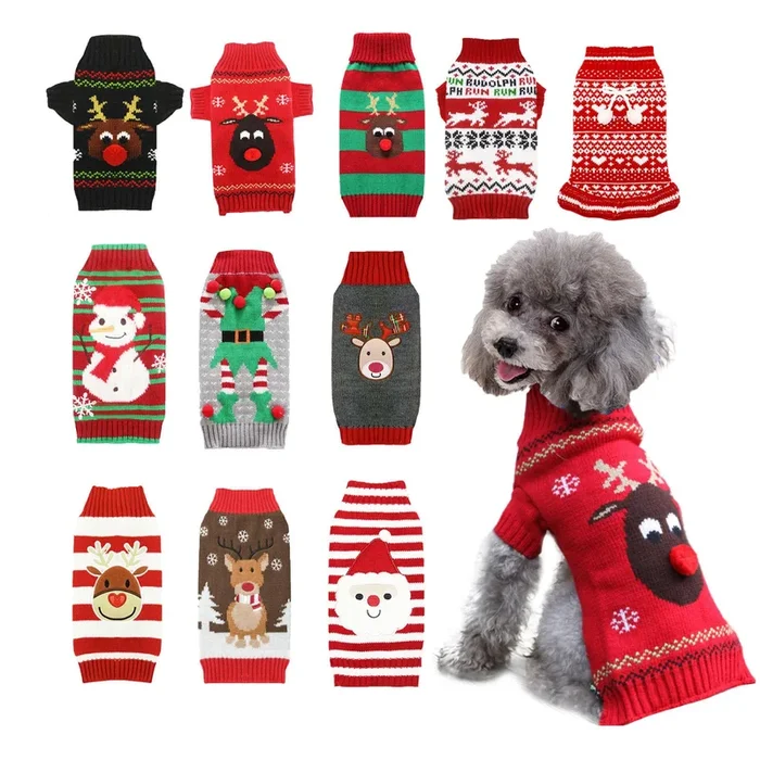 Axiijgl Christmas Dog Sweater Reindeer Cute Dog Sweaters For Small Dogs Male Girl Dog Christmas Outfit Dog Clothes For Small Dog
