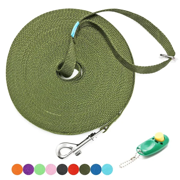 Baapet 15/20/30/50/100 Ft Long Dog Training Leash With Clickers For Small, Medium And Large Dogs Or Cats (50 Feet, Darkgreen)