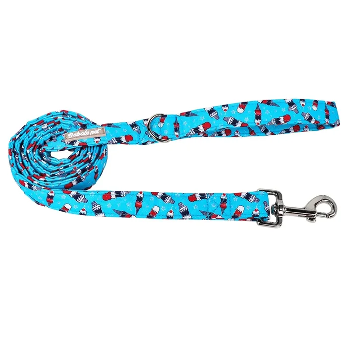 Babole Pet 4Th Of July American Flag Dog Leashes – Durable, Handmade Matching Blue Icecream Collars For Small To Large Dogs, 120