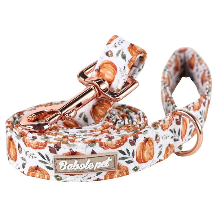 Babole Pet Halloween Dog Leashes – Durable Handmade Fall Leaves Pumpkin Designs With Soft Handle, Matching Collars For Small To