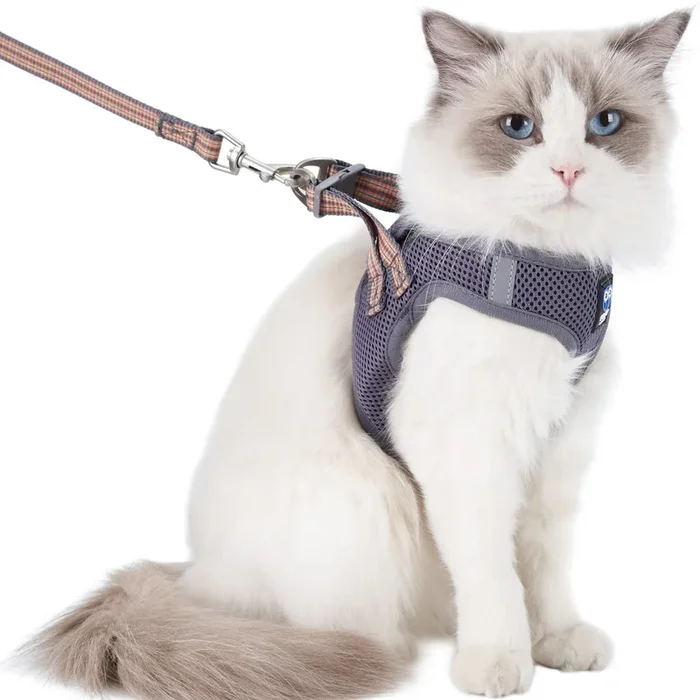 Balaynor Cat Harness And Leash For Walking Escape Proof, Adjustable Soft Grey Xs Chest: 11 – 12Inch