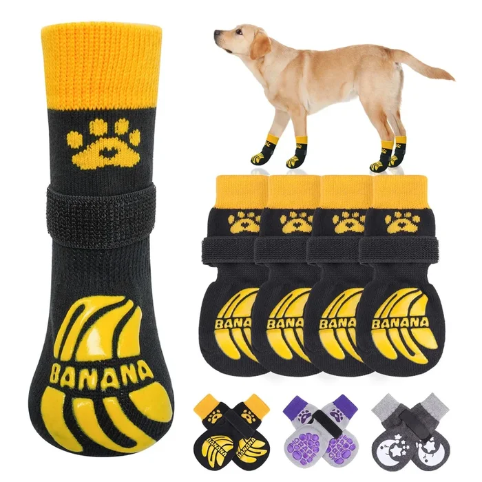 Beautyzoo Non-Slip Dog Socks To Prevent Licking Paws, Dog Shoes For Hot Pavement, Paw Protector Traction On Wood/Hardwood Floors- Grip That Works Even When Twisted-Senior Small Medium Large Dog Boots