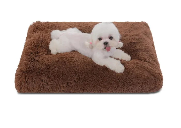 Bedfolks Waterproof Crate Bed, Plush Pad With Removable Cover, Faux Fur For Small Dogs And Cats, Fluffy Washable Kennel Bed 17′