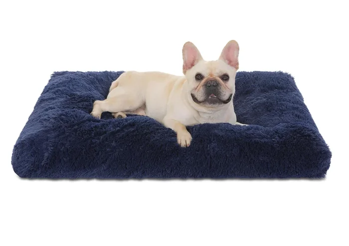 Bedfolks Waterproof Dog Crate Pad, Plush With Removable Cover, Faux Fur For Large Dogs, Fluffy Washable Kennel Bed 35”X23”, So