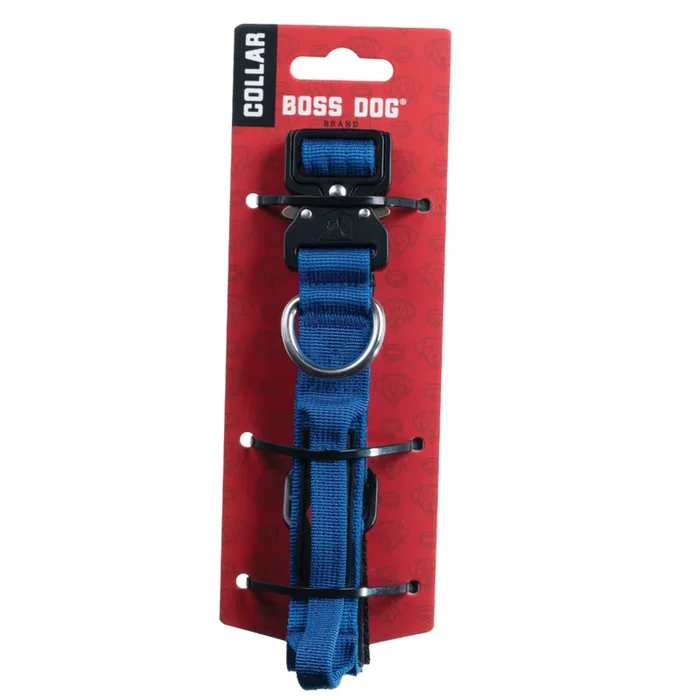 Boss Dog Tactical Adjustable Dog Collar Blue SM 13-16in