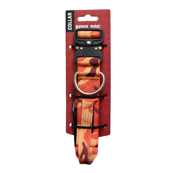 Boss Dog Tactical Adjustable Dog Collar Orange Camo XL 20-28in