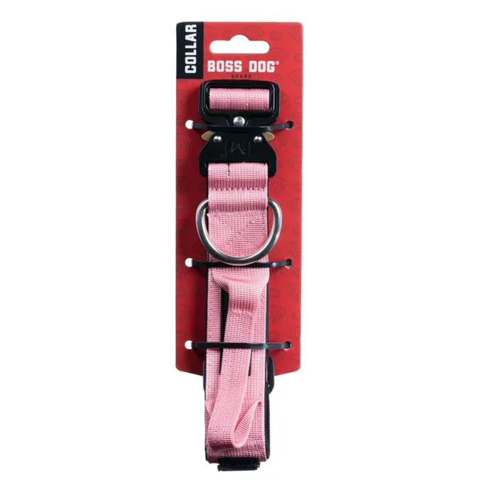 Boss Dog Tactical Adjustable Dog Collar Pink MD 15-18in