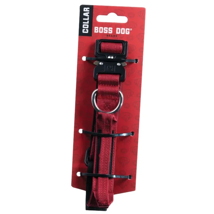 Boss Dog Tactical Adjustable Dog Collar Red SM 13-16in