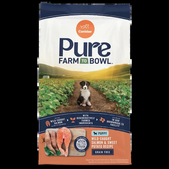 Canidae Pure Farm To Bowl Grain Free Puppy Dry Dog Food – Salmon & Sweet Potato – 22lb Bag