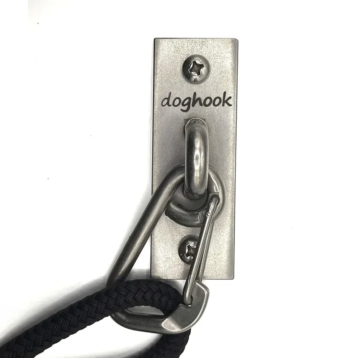 Canine Hitch- Secure Dog Leash Parking Indoor- Outdoor Wall Hook With Clip – Tie Out Stainless Steel – Practical Lead Management