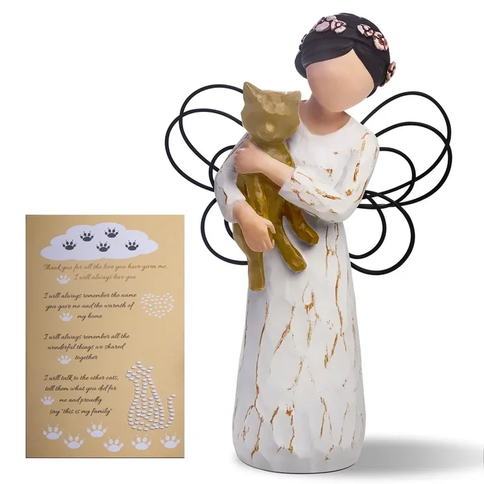 Cat Memorial Gifts, Cat Memorial Gifts For Loss Of Cat, Pet Cat Remembrance Gifts, Hand-Painted Collectible Cat Angel Figurine S