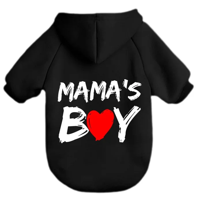 Cayxatiu Cat Hoodies For Cats Pet Puppy Clothes Dog Hoodie Mama’Boy Printed Hooded Sweatshirt For Small Medium Size Dogs(Black,S