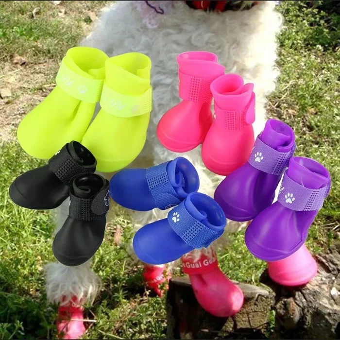 Cdycam Cute Little Pet Dog Puppy Rain Snow Boots Shoes Booties Candy Colors Rubber Waterproof Anti-Slip (Purple, Xx-Large)