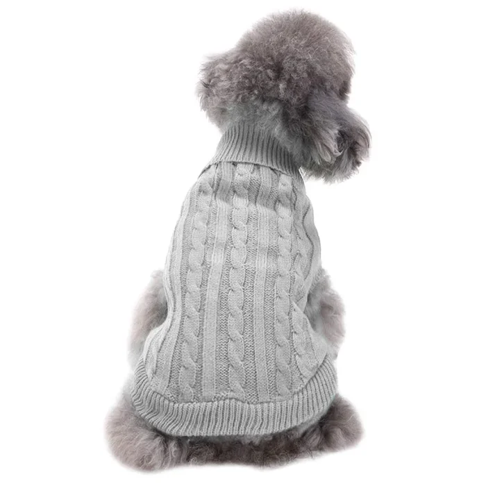 Chborchicen Small Dog Sweaters Knitted Pet Cat Warm Dog Sweatshirt Winter Clothes Kitten Puppy Sweater (Small, Grey)