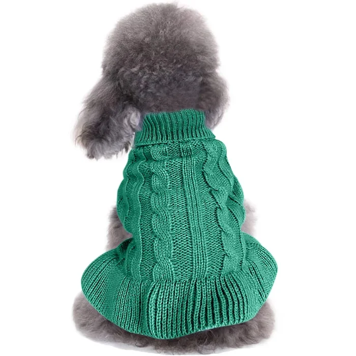 Chborchicen Small Dog Sweaters Knitted Pet Cat Warm Dog Sweatshirt Winter Clothes Kitten Puppy Sweater (Xs, Dress-Green)