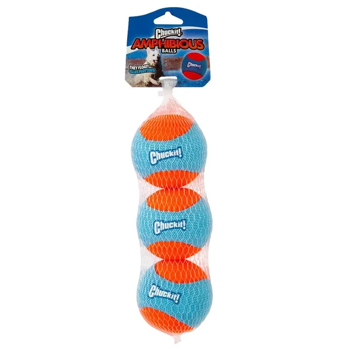 Chuckit! Amphibious Balls Dog Toy Blue/Orange 3pk MD