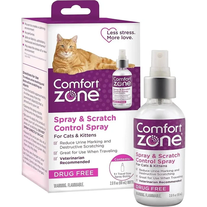 Comfort Zone Spray & Scratch Control Spray For Cats & Kittens, 2-oz