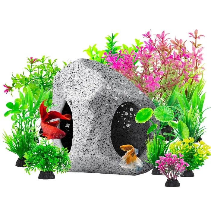 Cousduobe 13Pcs Aquarium Hideaway Rock Cave Fish Tank Decorations Quarium,Betta Toys Hideout Stones House,Safe And Non-Toxic Cer