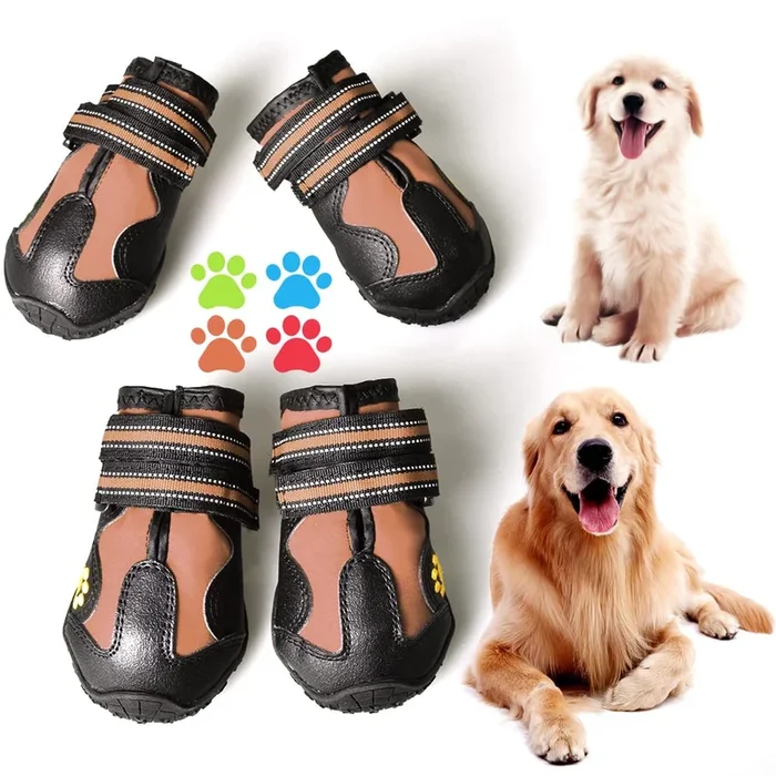 Covertsafe& Dog Boots For Dogs Non-Slip, Waterproof Dog Booties For Outdoor, Dog Shoes For Medium To Large Dogs 4Pcs With Rugged Sole Black-Brown, Size 7: (3.1 Inch X2.7 Inch)(L*W) For 66-90 Lbs