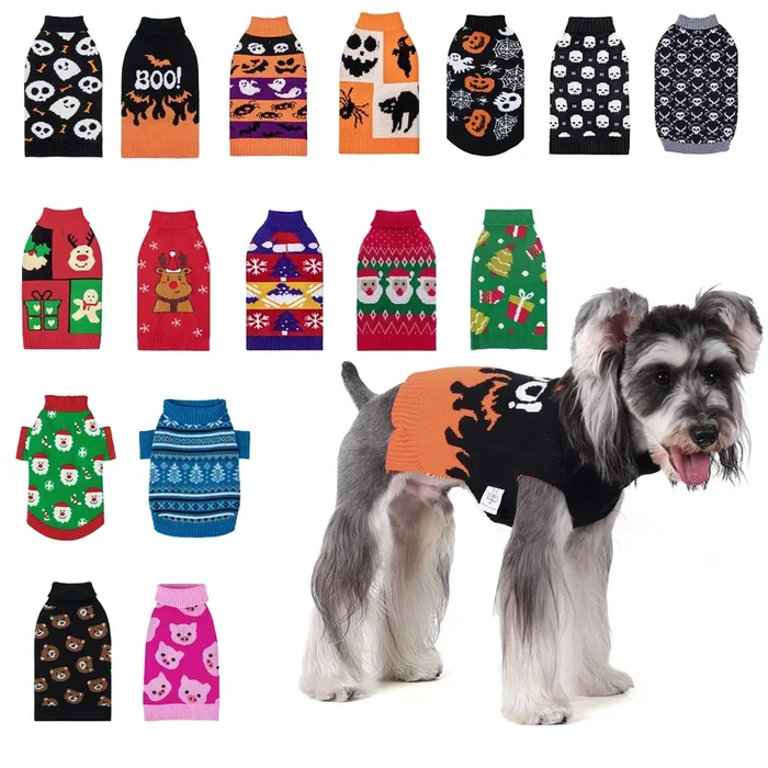 Cutebone Halloween Dog Sweater – Skull Pullover For Small, Medium Dogs – Winter Coat For Chihuahua, Yorkie, Teacup Ds99M