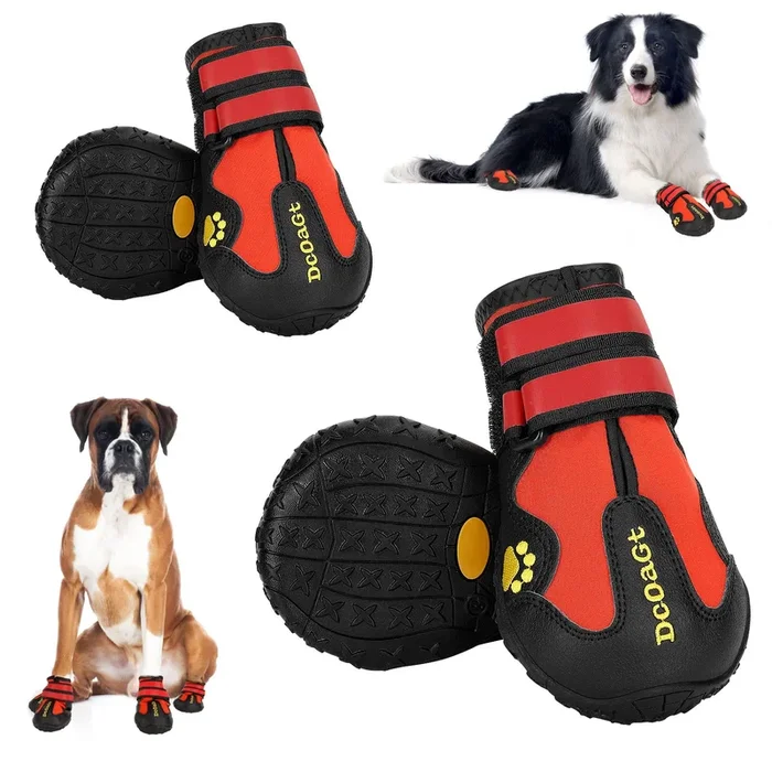 Dcoagt Dog Boots Waterproof Dog Shoes For Small Medium Large Puppy With Reflective Straps Anti-Slip Sole,Paw Protector Dog Booti