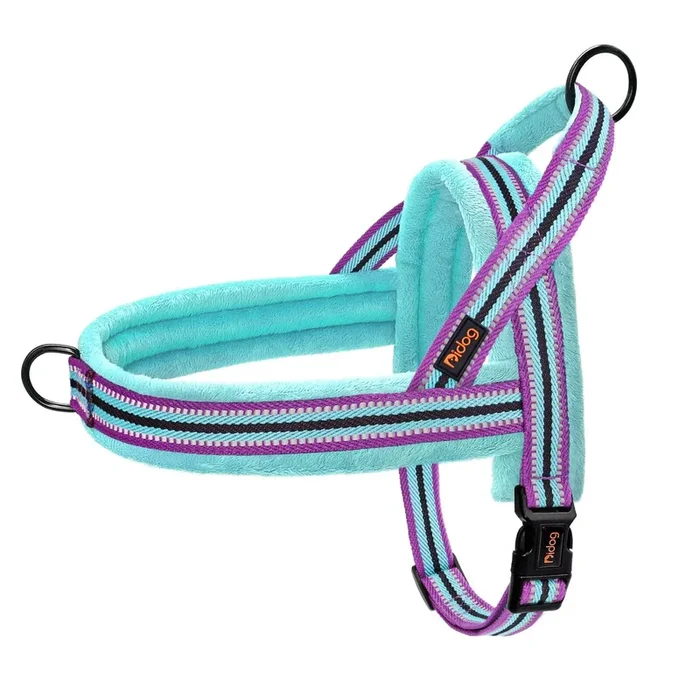 Didog Soft Flannel Padded Dog Vest Harness, Escape Proof/Quick Fit Reflective Dog Strap Harness,Easy for Walking Training (M:Che