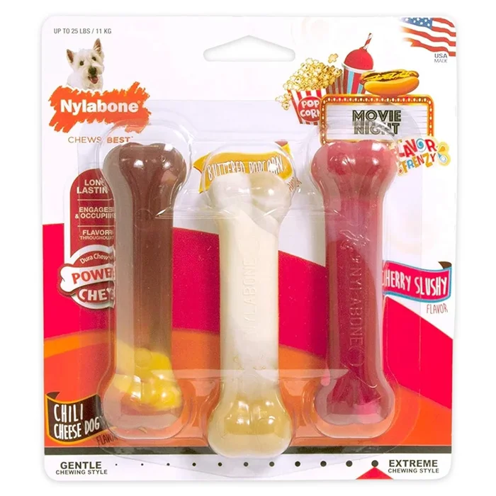 Dog Chewing Toy – POWER CHEW – Flavor Frenzy – Small, Triple Pack (Chili Cheese Dog & Popcorn & Cherry)