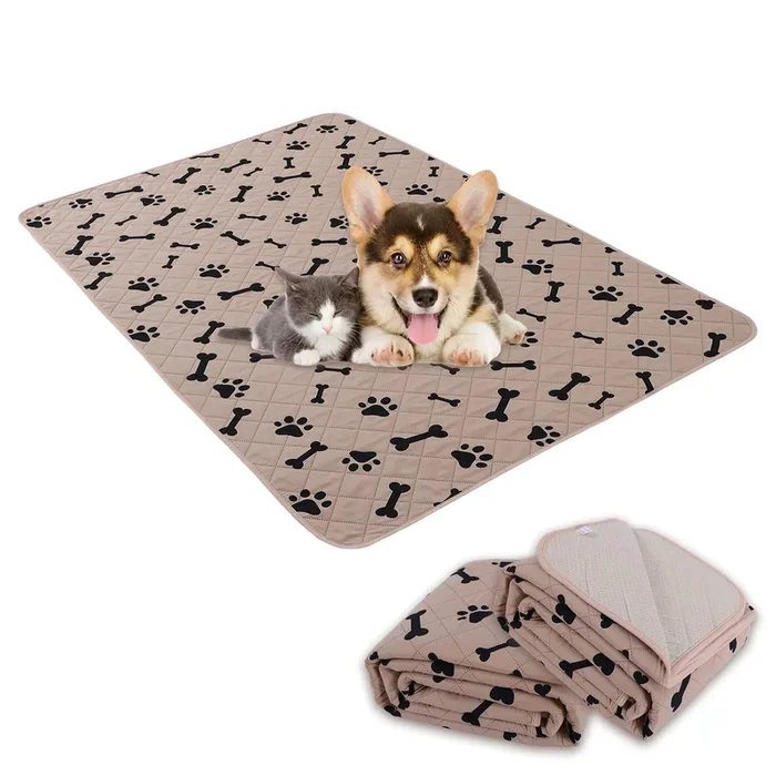 Dog Crate Pee Pads – Wahable Dog Rugs Non-Slip Puppy Pads For Small Dogs, Water Absorb Training Pads (32” X 40”, Beige) 2 Pack