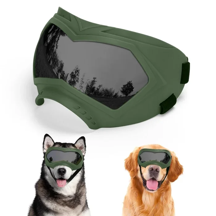 Dog Goggles, Uv Protection, Windproof, Dustproof, Anti-Fog Dog Sunglasses For Large & Medium Dogs, Lightweight Tpe Frame With Ad