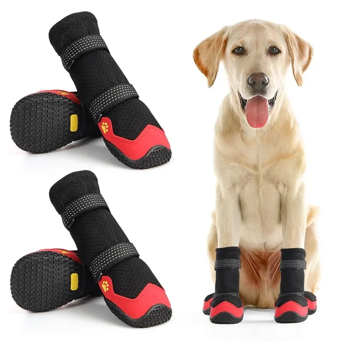 Dog Shoes For Hot Pavement Anti-Slip Dog Boots Waterproof Dog Shoes For Small To Large Dogs With Reflective Straps Pet Dog Boots