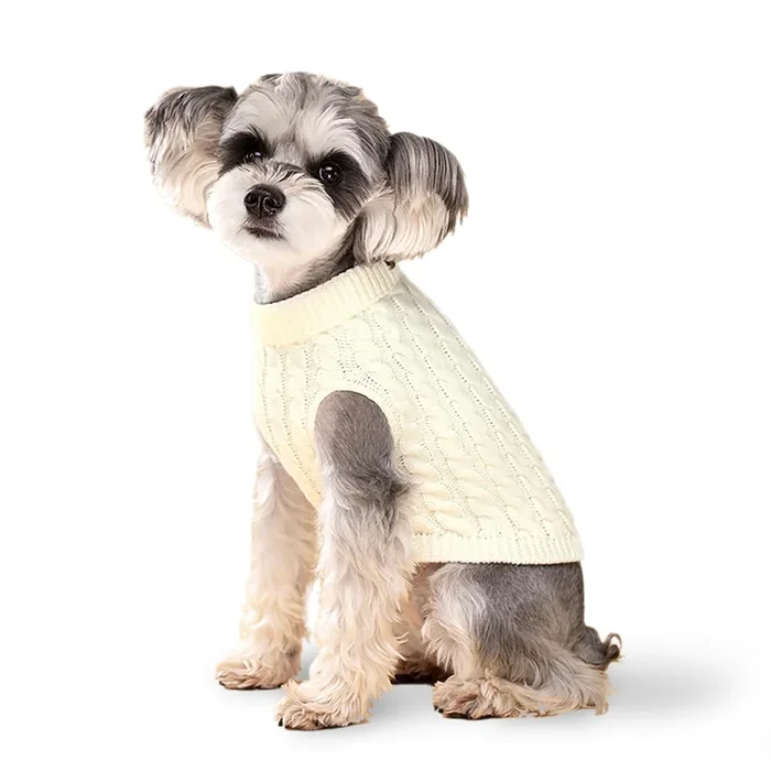 Dog Sweater, Beige L Dog Pullover Sweater, Turtleneck Knitwear, Dog Outfits for Small Dogs and Medium Dogs, Warm Clothes for Bul