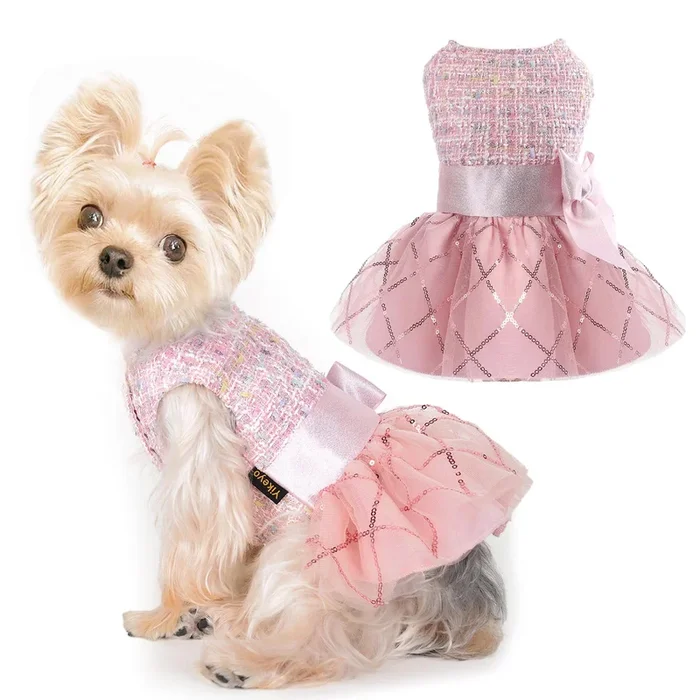 Dog Sweater Winter Clothes For Small Dogs Boy Girl Fall Dress Warm Fleece Chihuahua Yorkie Teacup Dresses Cat Sweaters (Sequin P